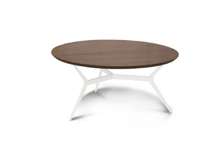 Tavolino rotondo in legno impiallacciato Noce Canaletto Arturo Large di Unico Italia