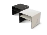 Tavolino in vetro ceramicato Noir Desir e Calacatta Square Plus di Unico Italia