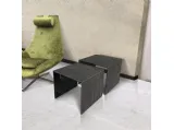 Tavolino in vetro ceramicato Noir Desir Square Two di Unico Italia