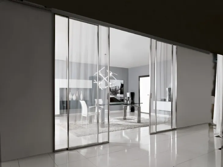 Porta per interni scorrevole in vetro con telaio in alluminio Absolute 002 di Unico Italia