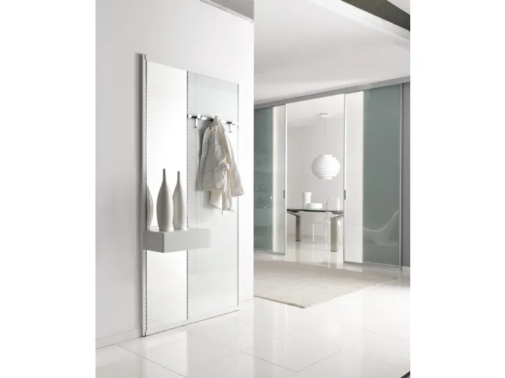 Porta per interni scorrevole con vetro acidato e telaio in alluminio Absolute 003 di Unico Italia