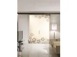 Porta per interni scorrevole in vetro temperato acidato Bronzato con serigrafia Flower Moka Fantomas 025 di Unico Italia