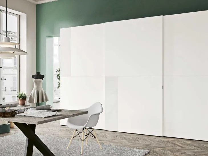 Armadio Mixer Bianco Laccato Opaco con riquadro Laccato Lucido Bianco di Archimede