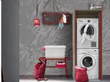 Mobile da Bagno in melaminico e laccato rosso Acqua e Sapone Lavanderia 01 di Birex