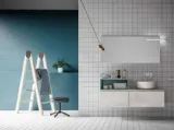 Mobile da Bagno sospeso in laccato effetto resina e laccato opaco grigio Garda Memento 02 di Birex