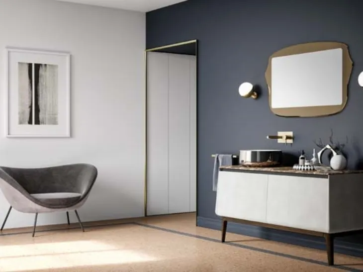 Mobile da bagno di design in laccato effetto resina e top in marmo Campus 02 di Birex