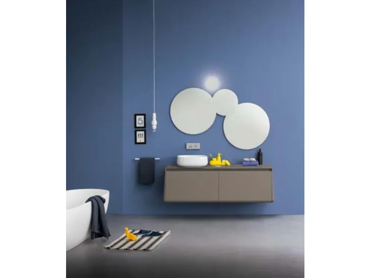 Mobile sospeso da bagno in laccato opaco con top in vetro laccato lucido Campus 03 di Birex