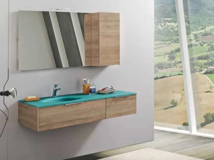 Mobile da Bagno Evo 03 in melaminico Rovere Naturale di Nice