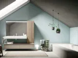 Mobile da Bagno sospeso in melaminico con top in mineral marmo bianco opaco Lapis 01 di Birex