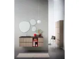 Mobile da Bagno sospeso in melaminico con vano a giorno in laccato rosso e top in mineral marmo Lapis 04 di Birex