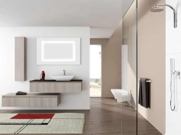 Mobile da bagno sospeso in legno Newsmart NS37 di Arteba