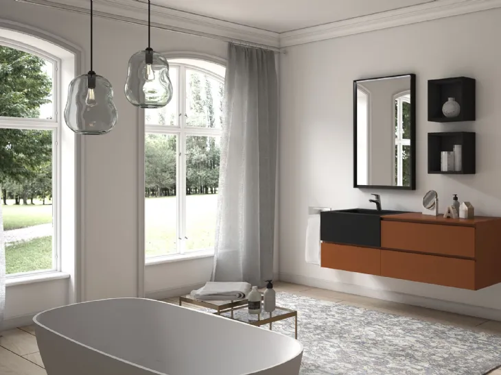 Mobile da Bagno Wind 2 Metallizzato Rame e Nero di Nice