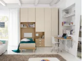 Cameretta con ponte e colonna armadio con letto inserito con caduta rallentata Salvaspazio 48 di Corazzin