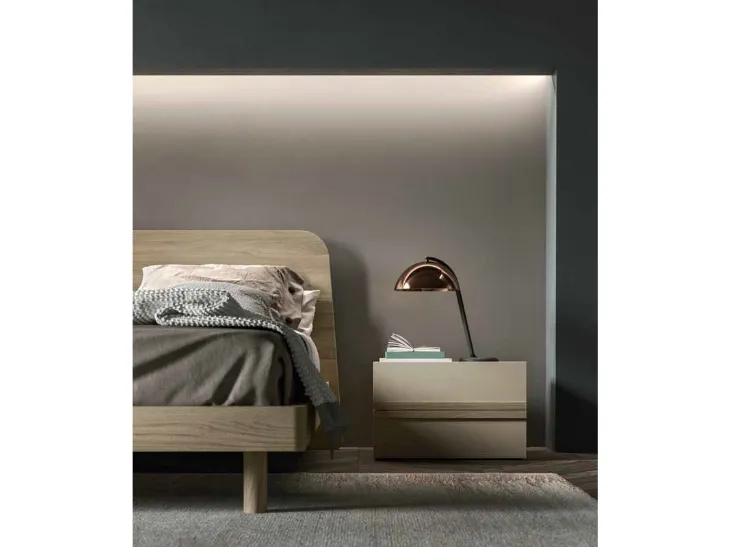 Comodino Henry finitura canapa e massello frontale olmo cenere di Archimede