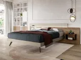 Letto moderno con testiera in nobilitato essenza Rovere vintage e laccato opaco Duo di Villanova