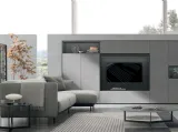 Parete Attrezzata Atlante UNIT AT202 in materico paglia grigio, materico rovere carbone e rovere carbone canettè di Tomasella