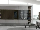 Parete Attrezzata Atlante UNIT AT211 in materico rovere moka, legno rovere moka canettè e materico piasentina scuro di Tomasella