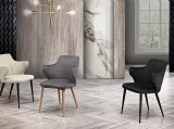 Sedia Maddy in tessuto imbottito con gambe in legno di MaxHome