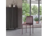Sedia da soggiorno con telaio in acciaio, rivestimento in ecopelle, Dafne di Orme