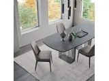 Sedia elegante in ecopelle con struttura in frassino scuro, Tetris di Orme