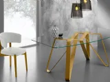 Tavolo Axel Oro in metallo e vetro di design di Eurosedia
