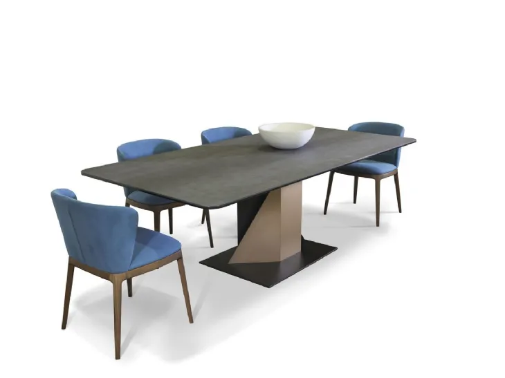 Tavolo in vetro ceramicato con basamento in acciaio verniciato a due colori Hamilton di Unico Italia