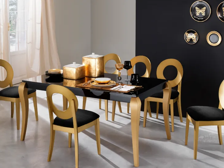 Tavolo in stile classico in laminato e metallo Impero Oro di Eurosedia