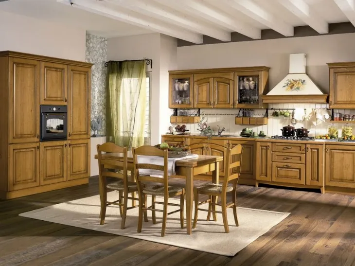 Cucina Classica lineare in legno di rovere nodato Aline 05 di Mobilegno