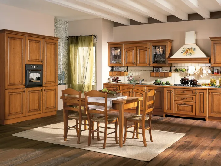 Cucina Classica ad angolo in rovere anticato Aline 05 di Mobilegno