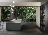 Cucina Design lineare in laccato opaco e laminato pietra Menta 02 di Miton