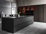 Cucina Design lineare in laminato Fenix finitura nero ingo Menta 04 di Miton