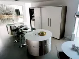 Cucina Design lineare con elementi girevoli in acciaio Rondò di Miton