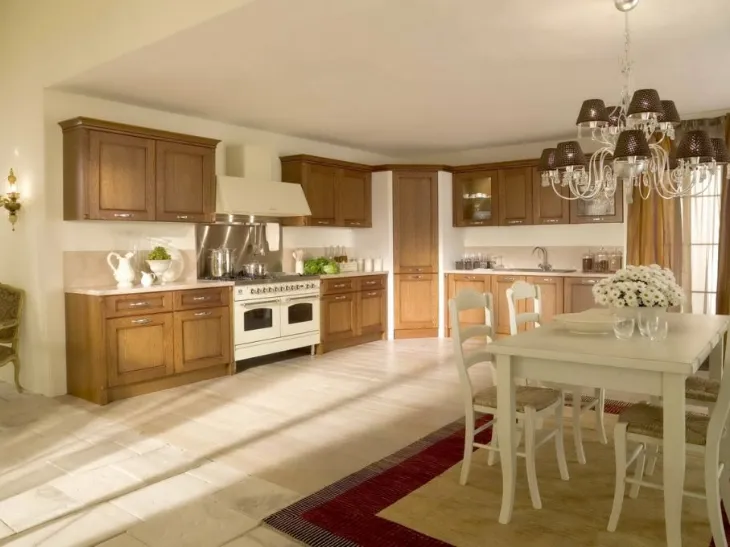 Cucina classica angolare in Muratura in legno di rovere Elena 09 di Mobilegno