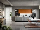 Cucina Moderna lineare Asia in materico laccato grigio e laccato opaco cuoio medio di Forma la cucina
