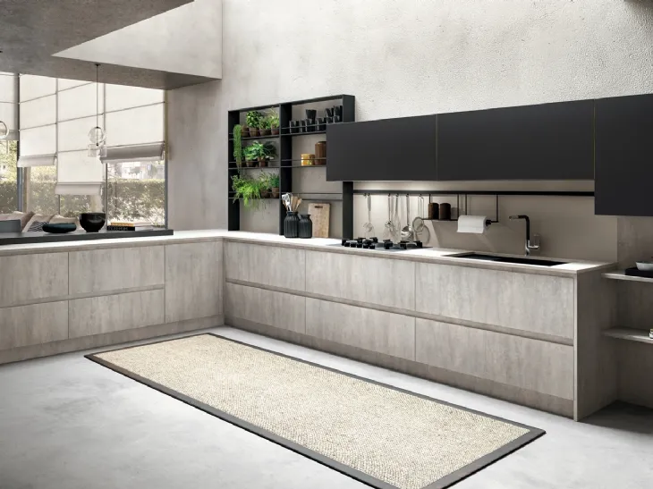 Cucina Moderna con penisola Lab Textone Gray di Atra Cucine