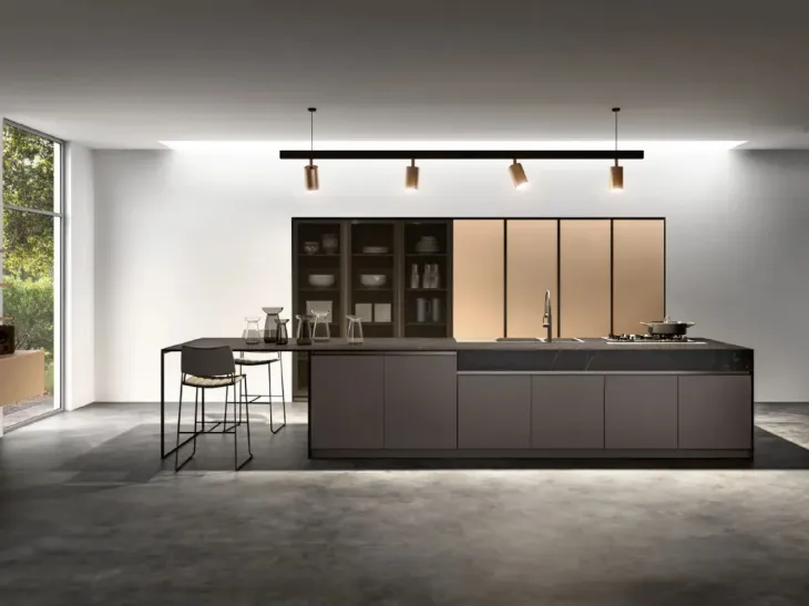 Cucina Moderna con isola Shine Grigio Reale di Atra Cucine