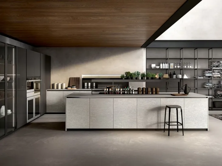Cucina Moderna lineare in materico pietra Gea 01 di Mobilegno