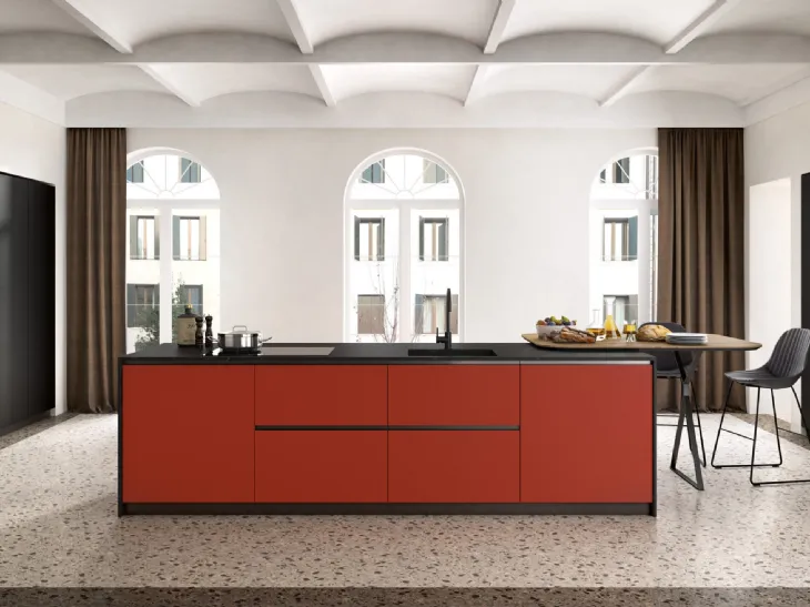 Cucina Moderna con isola Infinity 01 in laccato di Mobilegno