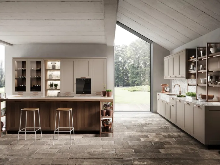 Cucina Moderna con isola Médea in bilaminato di Miton