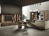 Cucina Moderna con isola Ménta in laminato PET opaco Creta di Miton