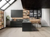 Cucina Moderna con penisola Ménta in bilaminato Grigio Medio di Miton