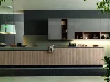 Cucina Moderna lineare in rovere nodato sabbia e laccato lucido lava Cloe 01 di Mobilegno