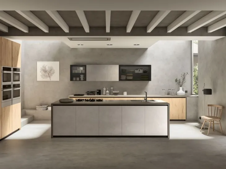 Cucina Moderna lineare in ecomalta con top in pietra Cloe 04 new di Mobilegno