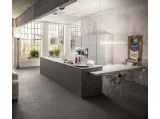 Cucina Moderna con penisola in laminato Sherwood naturale e Sherwood grigio Mia 03 di Mobilegno