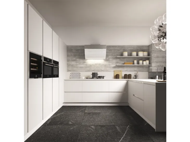 Cucina Moderna con penisola System 22 Dream Bianco di Atra Cucine