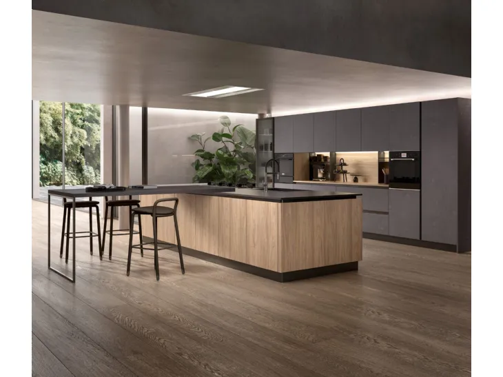 Cucina Moderna System 22 in HPL Olmo Naturale e Fenix di Atra Cucine