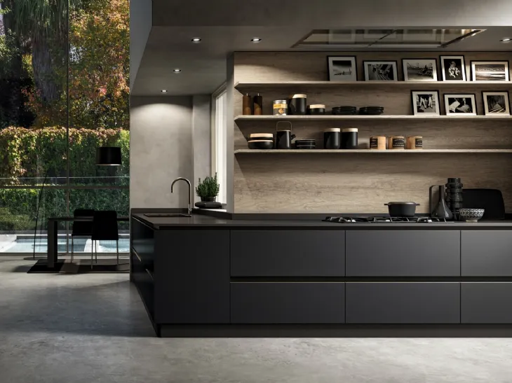 Cucina su misura angolare Lab in laminato Fenix Nero di Atra Cucine