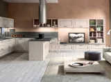 Cucina su misura angolare con penisola Maya in Frassino massello finitura Tortora di Atra Cucine