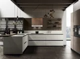 Cucina angolare in bilaminato cemento Menta 05 di Miton